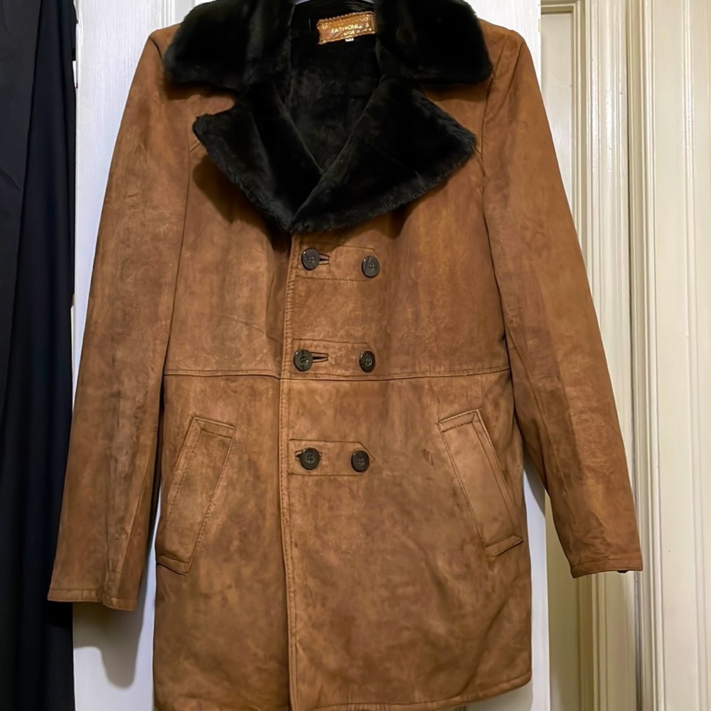 Women’s vintage Italian handmade leather suede coat size 52
